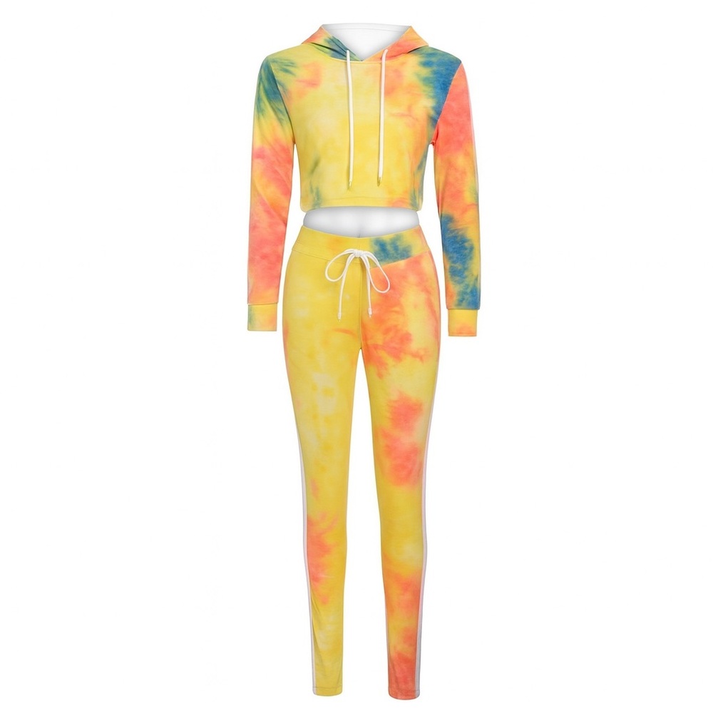 It Mrino Tie Dye Hoodie L/XL + Jogger Pants S/M Rainbow Festival Lounge Set